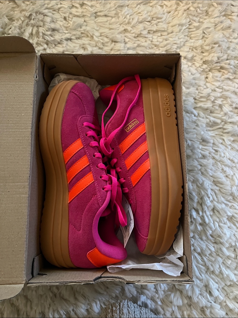 RARE NWT Adidas VL Court Bold Pink Size 6 - Picture 2 of 7